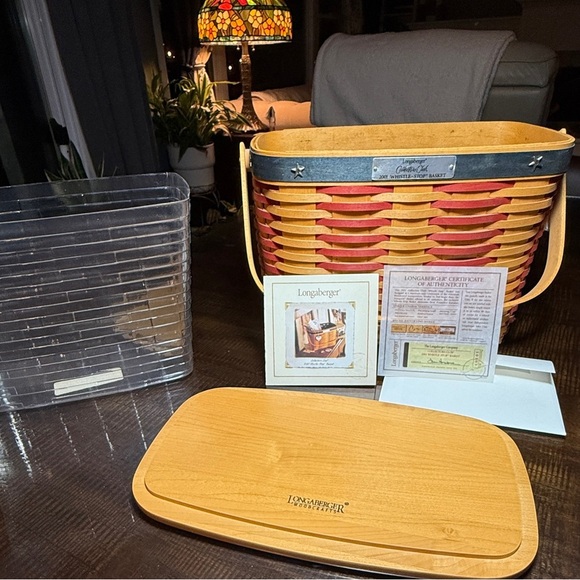 Longaberger 2001 Whistle Stop Basket Collector Club Basket Lid Combo Prot TieOn - Picture 16 of 16